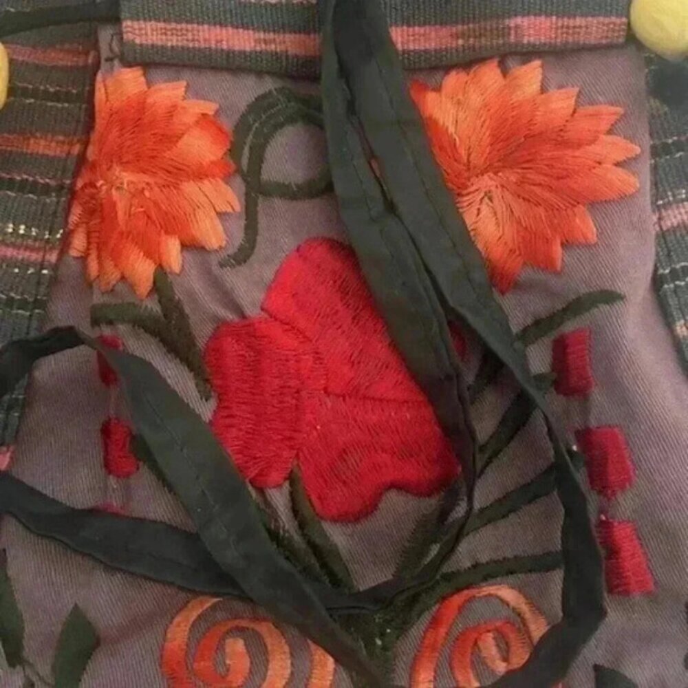 Womens Mexican Colorful Embroidery Mini Crossbody Bag Purse - Picture 5 of 9